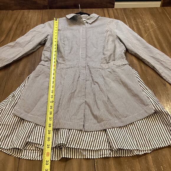 Derek Lam 10 Crosby preppy Cotton Striped long sleeve Poplin mini Shirt Dress 8 - Picture 4 of 13